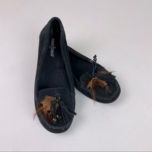 Minnetonka Caprice Tassel Moccasin, black Sz 7.5